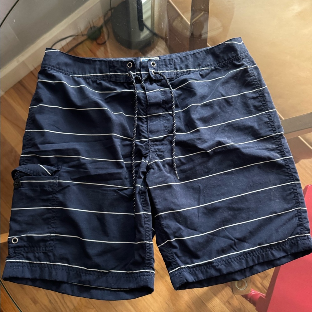 J. Crew Navy and White Striped Hybrid Shorts